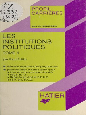 cover image of Les institutions politiques (1)